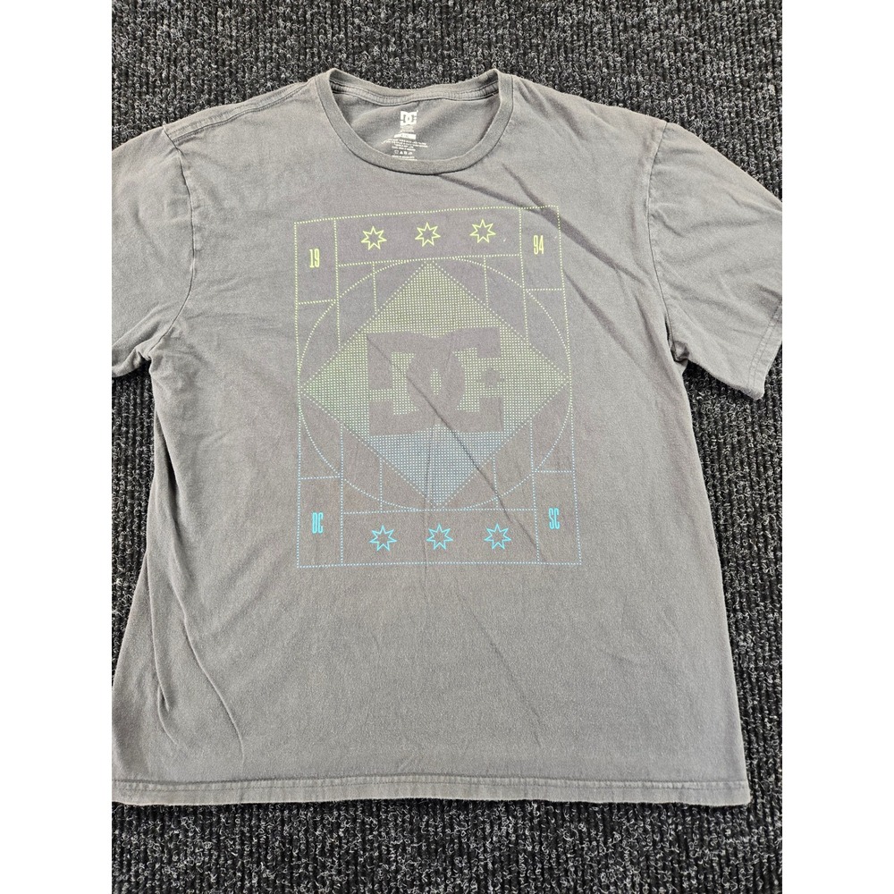 DC Shoes Mens Graphic T-Shirt Charcoal Grey Skate Logo Star Print Large L